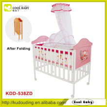 Manufacturer NEW Baby Cot thick mattress High Pole Mosquito Net Foldable Baby Cot Pink for Girl